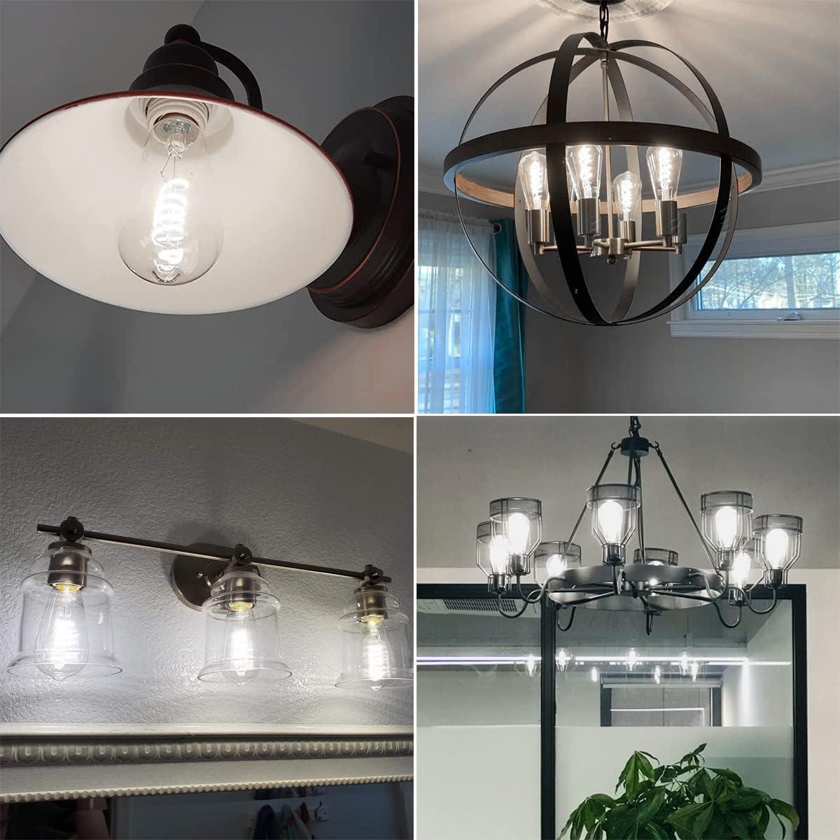 6 Pack ST19 ST58 Edison Bulb, Vintage LED Filament Bulb,Softy White 2700K, Antique Flexible Spiral LED Filament Light Bulb, Dimmable 600LM, 6W Equivalent to 60W, E26 Base,Clear Glass