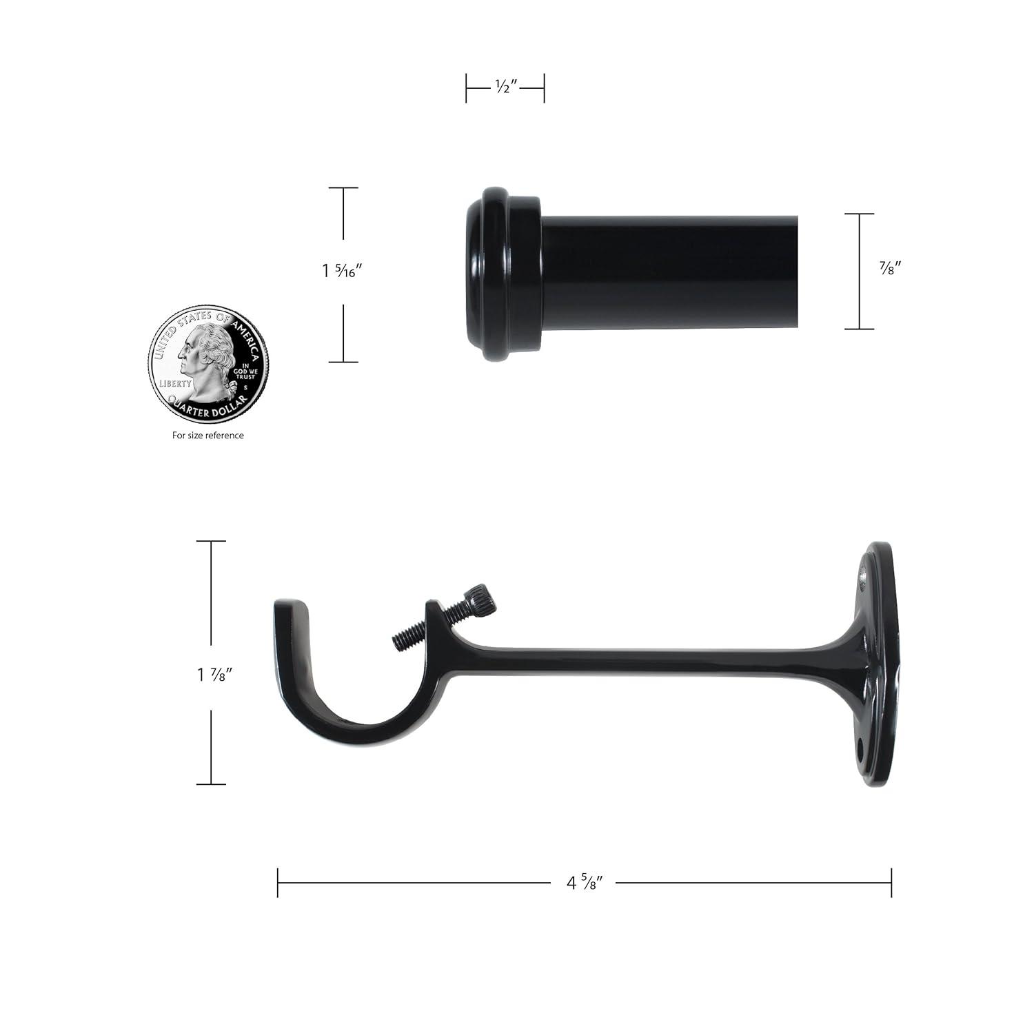 Decopolitan 27941-18ES End Cap Curtain Rod Set, 18 to 36-Inch, Black Espresso