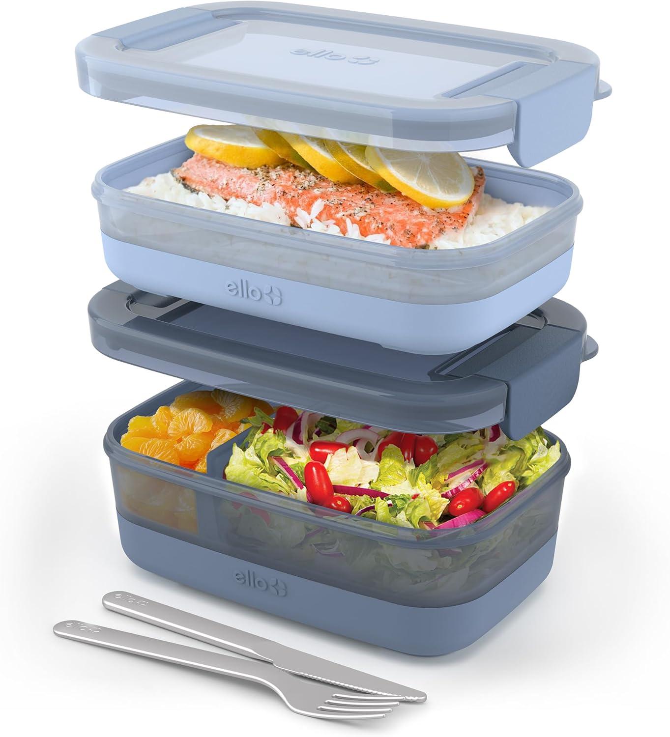 Ello 2pk Plastic Lunch Stack Food Storage Container