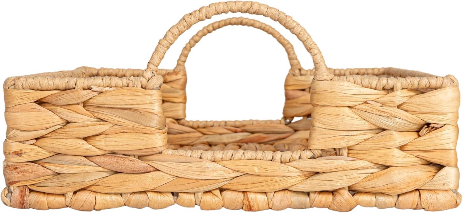 Water Hyacinth Woven Tray With Cutout Handles