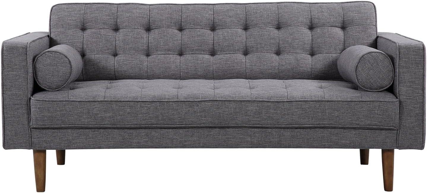 Element Dark Gray Linen Tufted Loveseat with Walnut Wood Legs