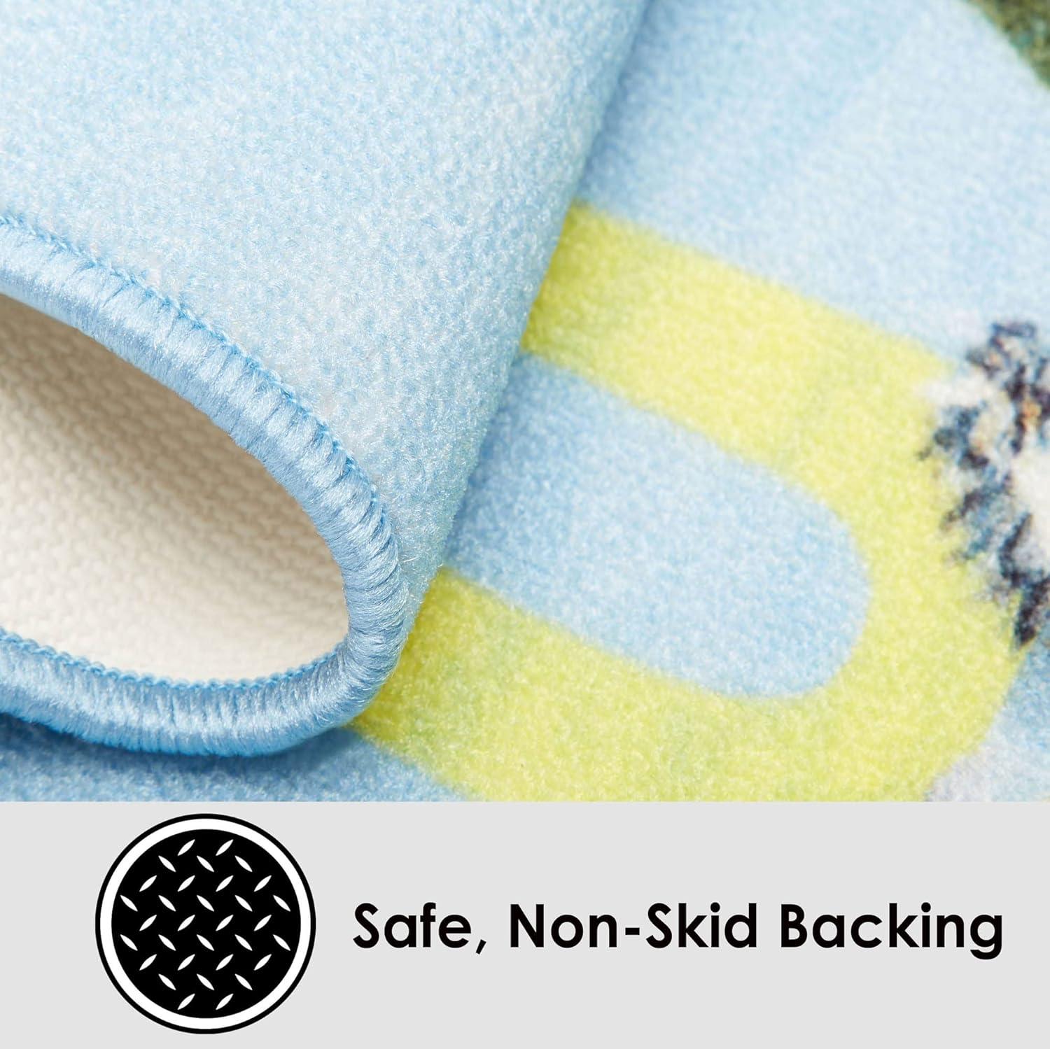 Eric Carle Alphabet Zoo Blue Area Rug