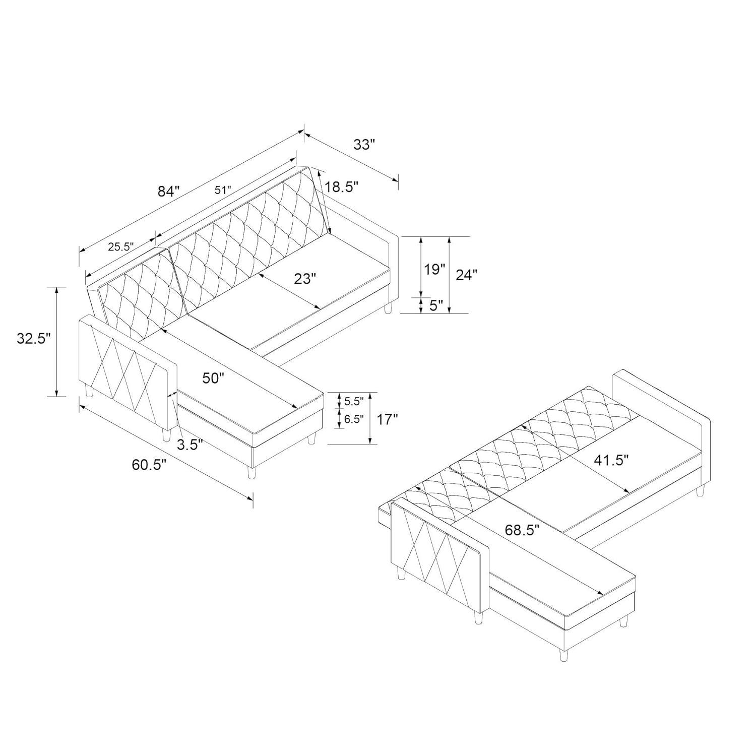 Liberty Upholstered Reversible Chaise Sectional with Storage
