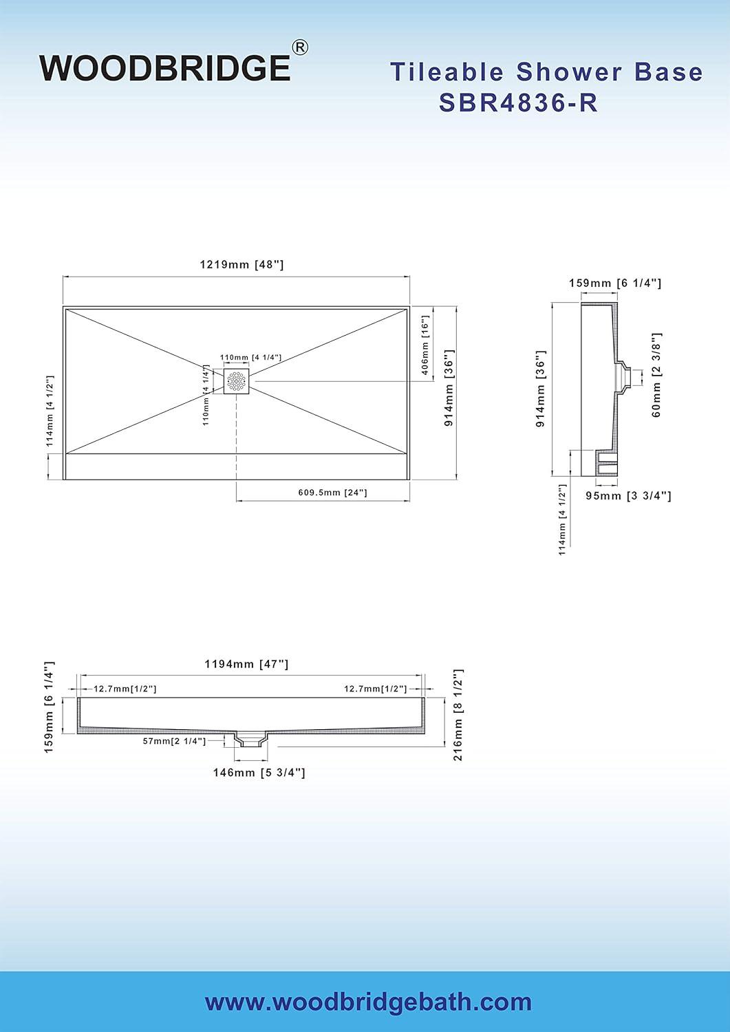 W D Rectangular Shower Base