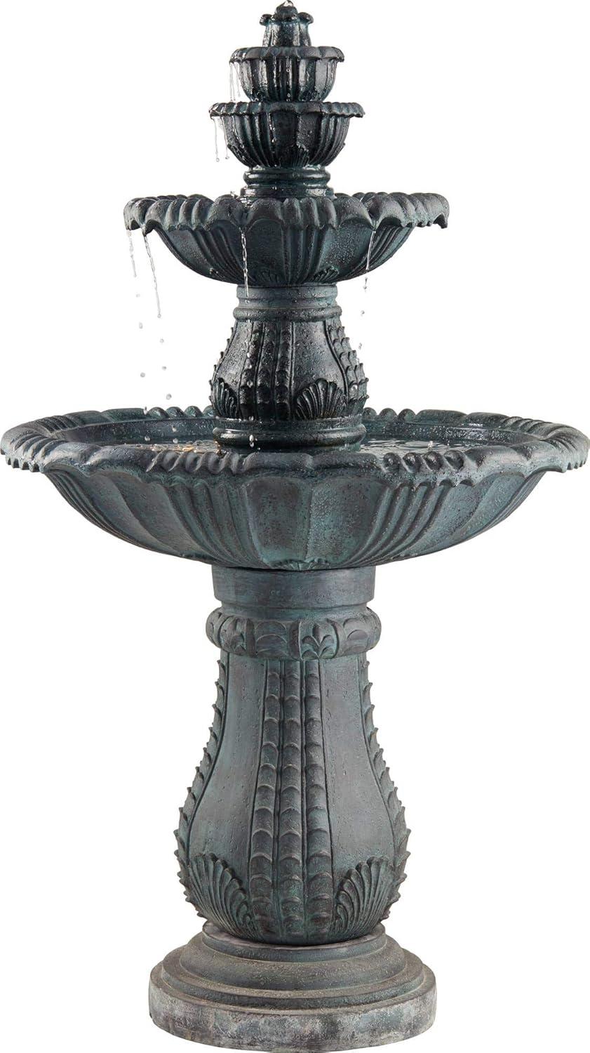 Hampton Slate 4-Tier Outdoor Water Fountain with LED Light