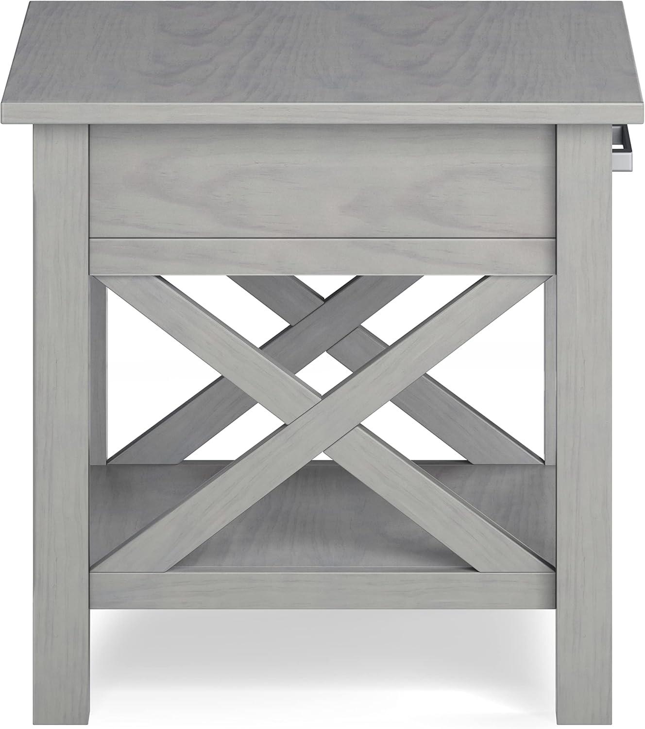 Kitchener SOLID WOOD 21" Wide Square Contemporary End Side Table in Fog Gray