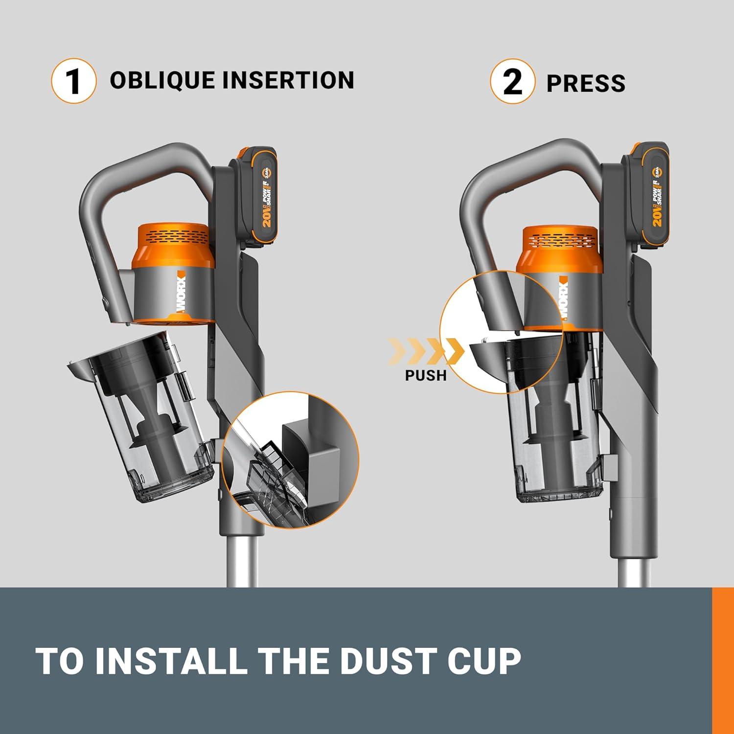 Worx WX038L 20V Power Share Cordless Stick Vacuum (Battery and Charger Included)