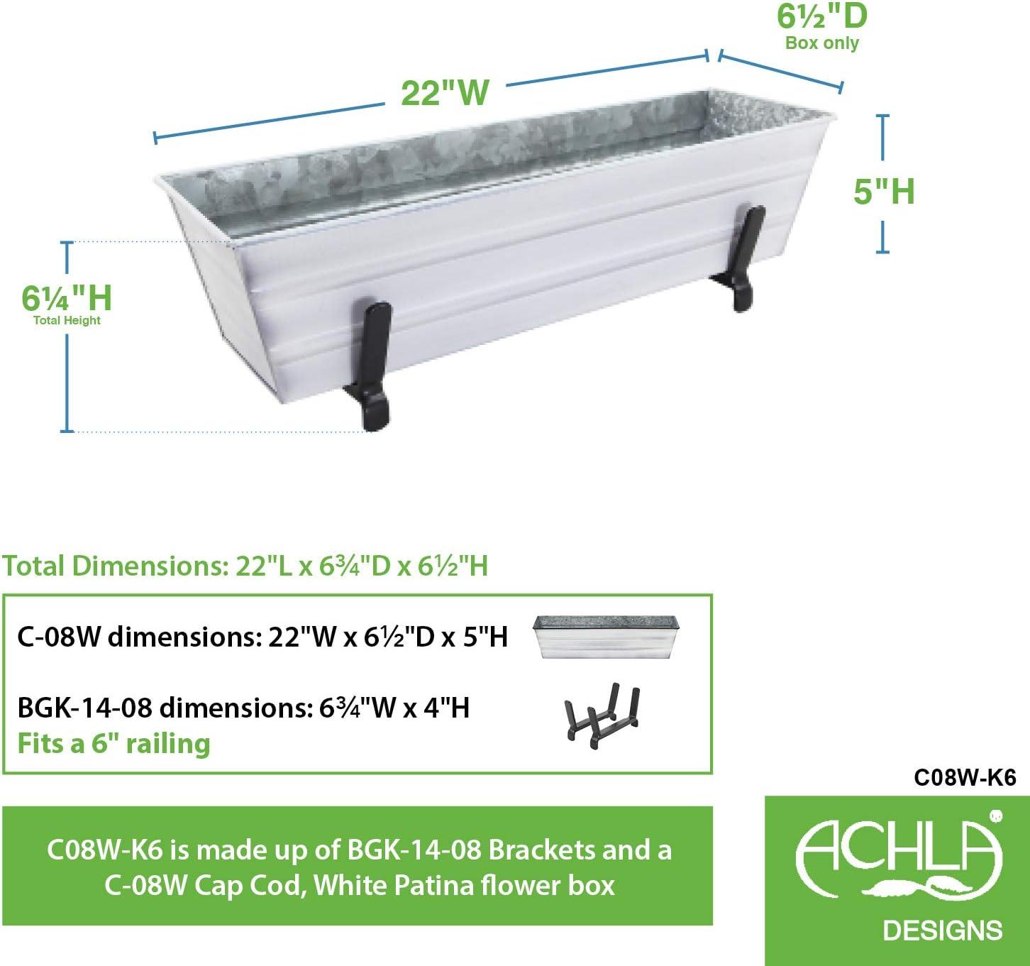 22" Rectangular Galvanized Planter Box with Brackets White - ACHLA Designs