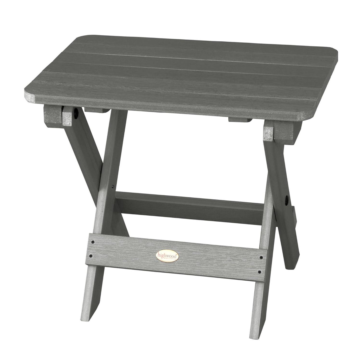 Folding Adirondack Side Table Coastal Teak Gray- Highwood: Weather-Resistant, 304-Grade Stainless Hardware, No Assembly Required