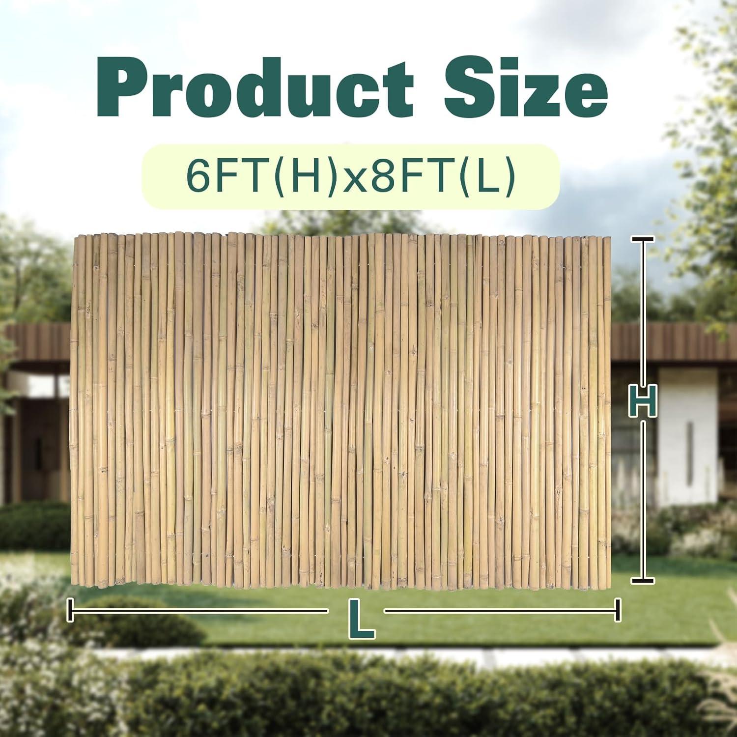 Backyard X-Scapes Natural Bamboo Fencing Decorative No Dig Fence Panels 3/4" D