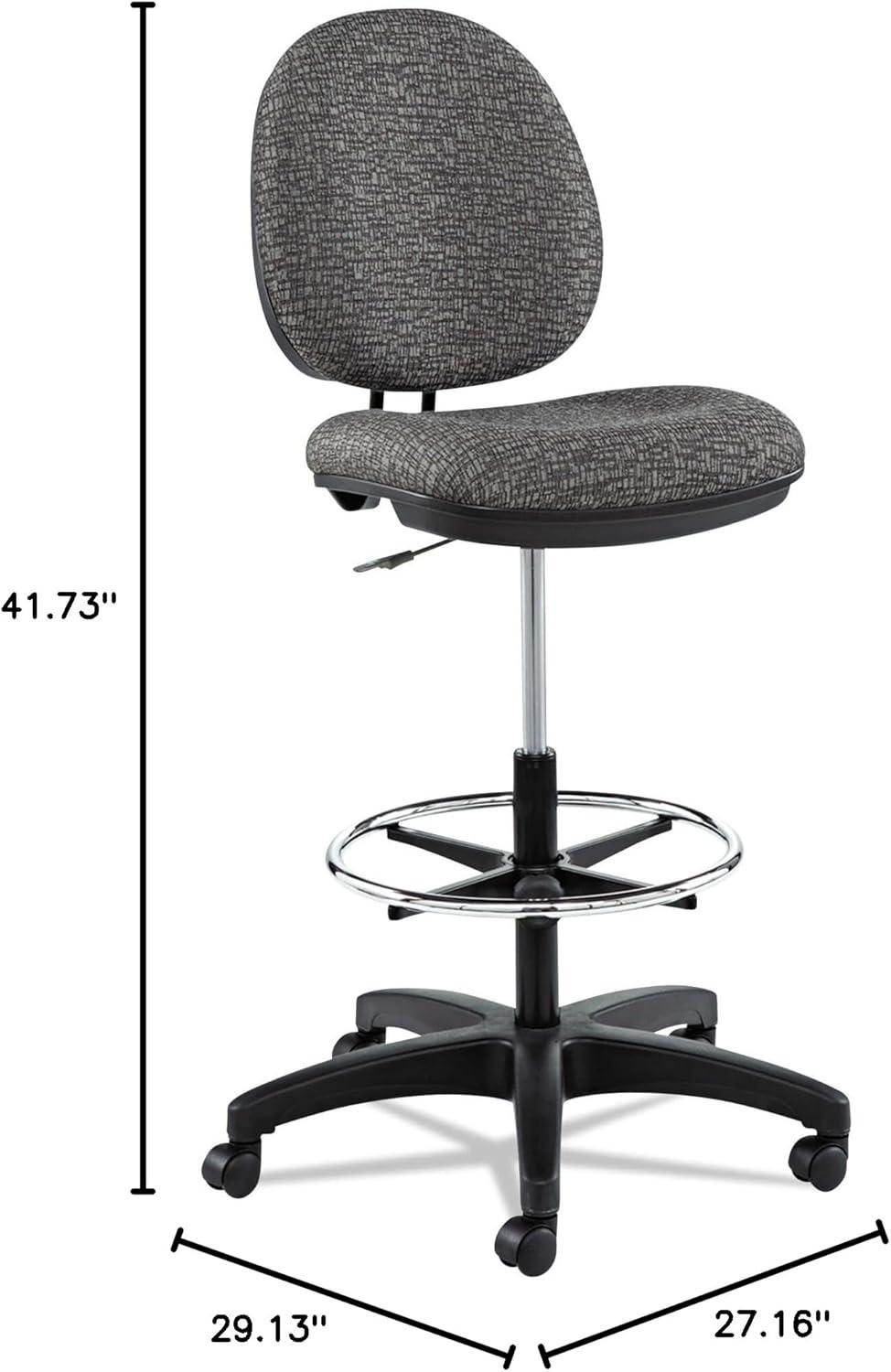 Graphite Gray Fabric Swivel Task Stool with Adjustable Footring