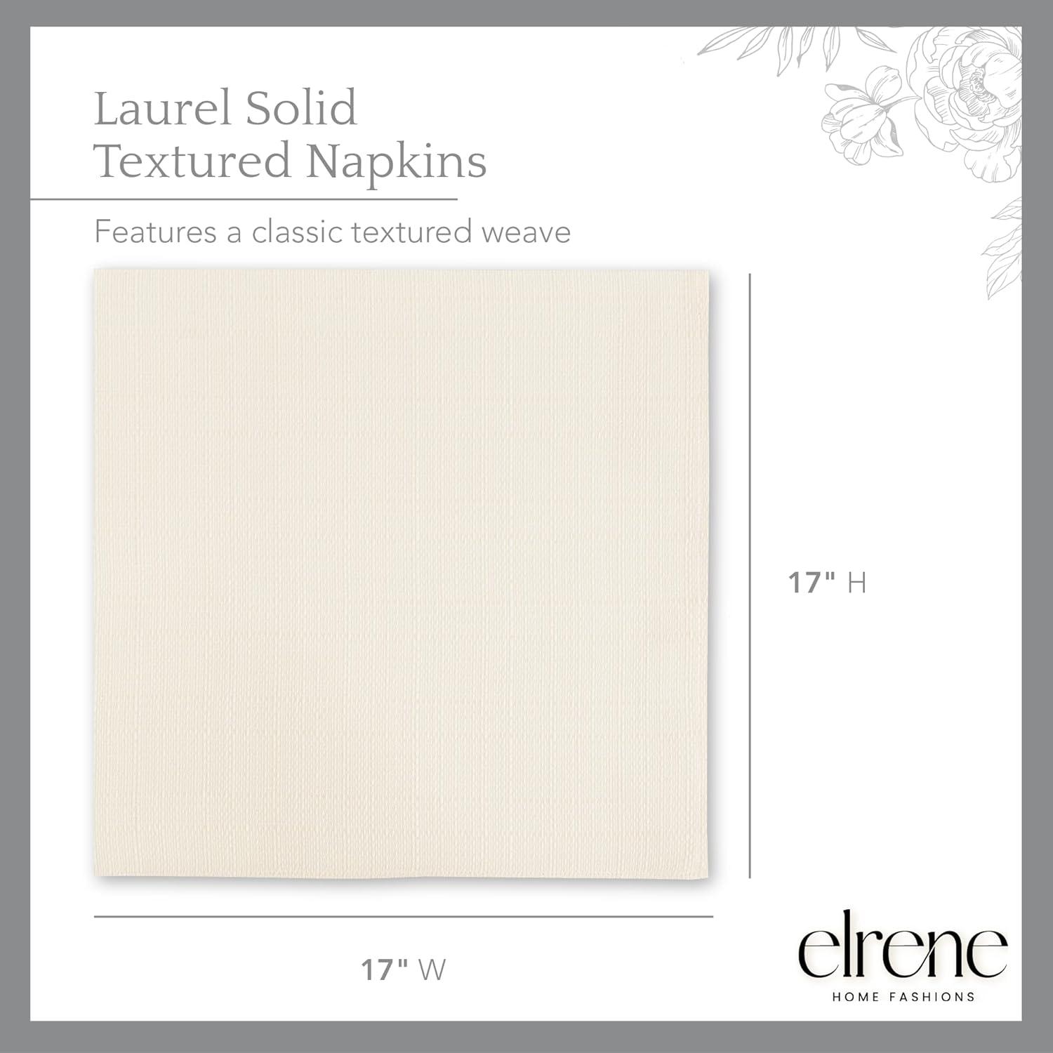 Elrene Laurel Solid Texture Water and Stain Resistant Napkins, Set of 4 - 17" x 17" - Elrene Home Fashions