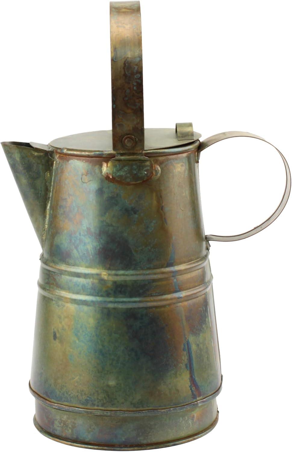 7.5 Inch Rustic Weathered Metal Pitcher with Handles