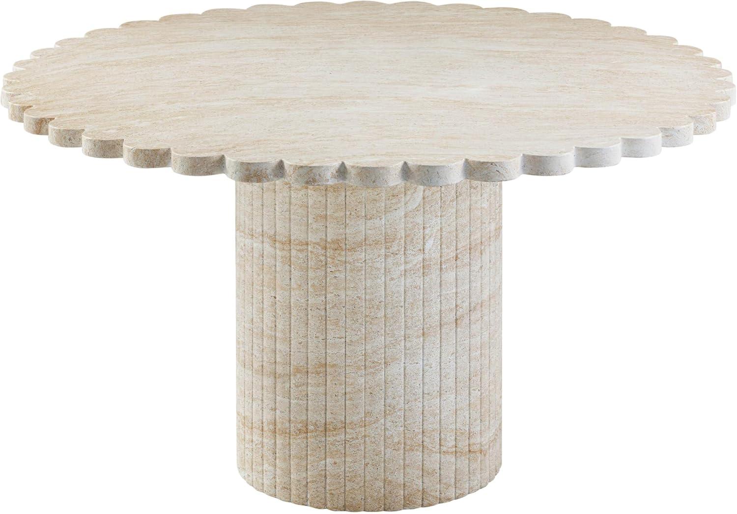 Blossom Beige Travertine Round Dining Table, 54 Inch