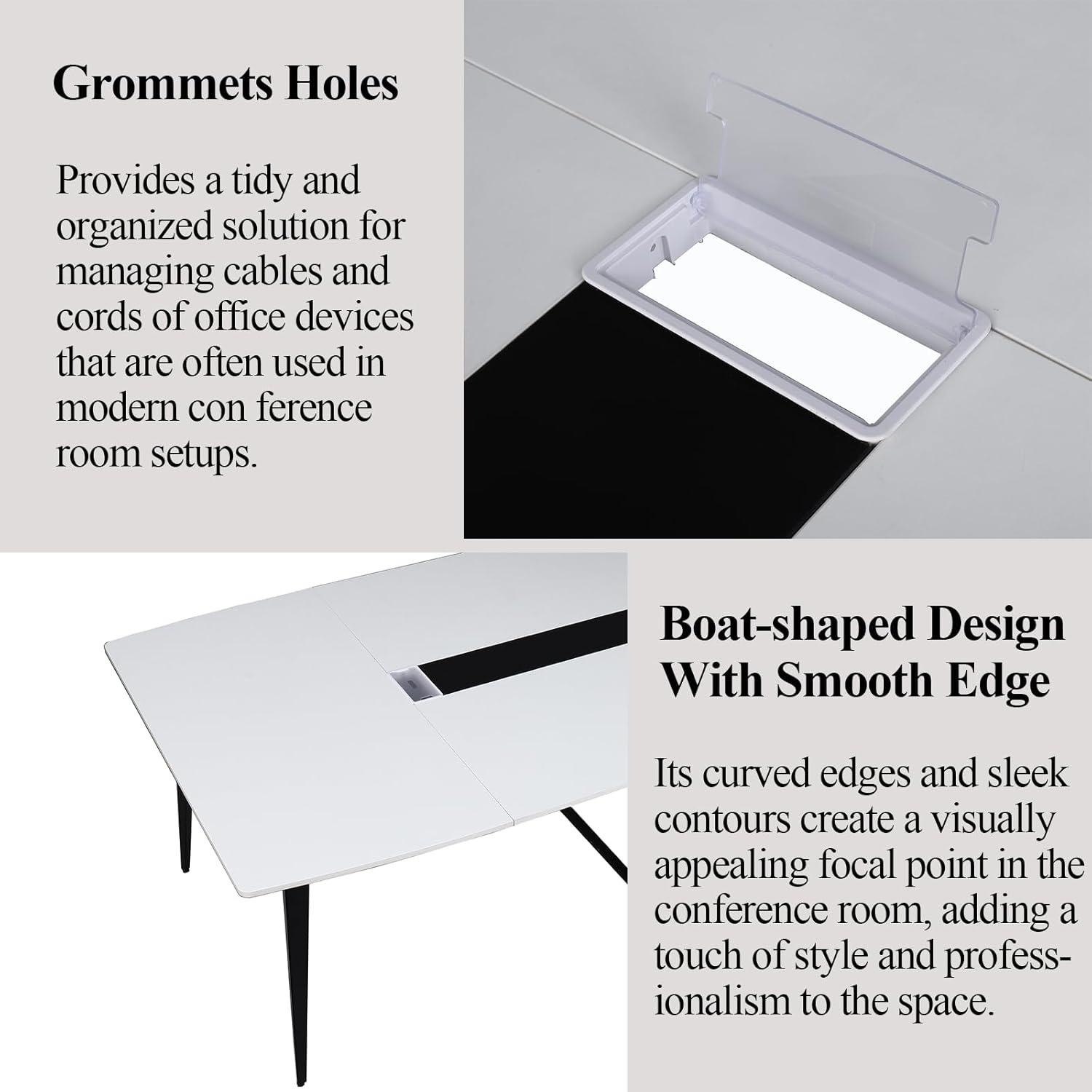 George Oliver Jonti 8 ft Conference Table, 94.49" L X 47.24" W X 29.53" H Meeting Seminar Table With Grommet