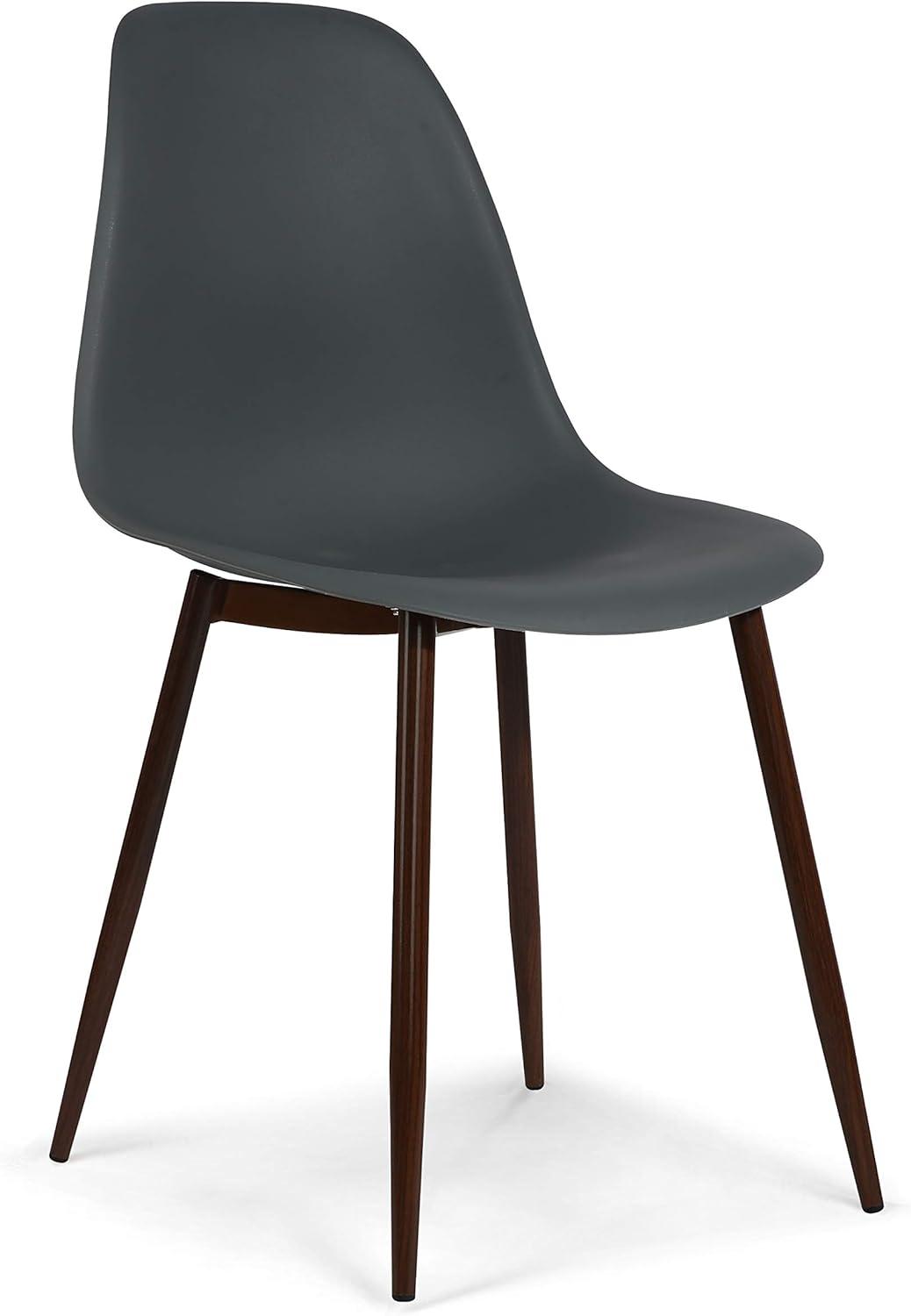 Smoke Gray Polypropylene Dining Chairs with Walnut Finish Legs, Set of 4