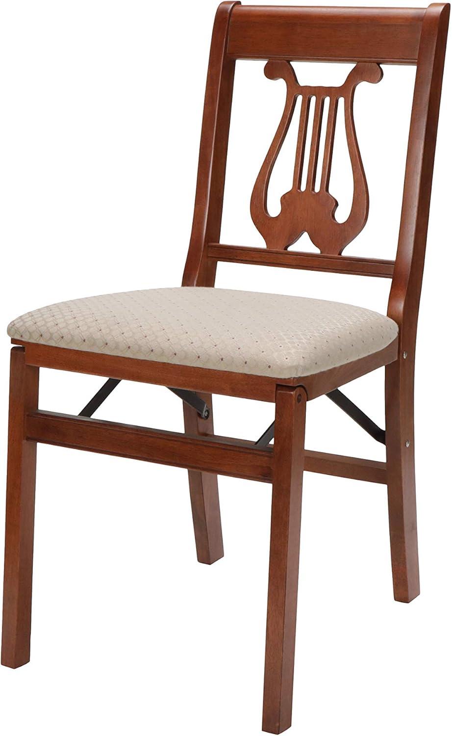 2pc French Cane Folding Chairs Cherry - Stakmore: Elegant French Country Style, No Assembly Required