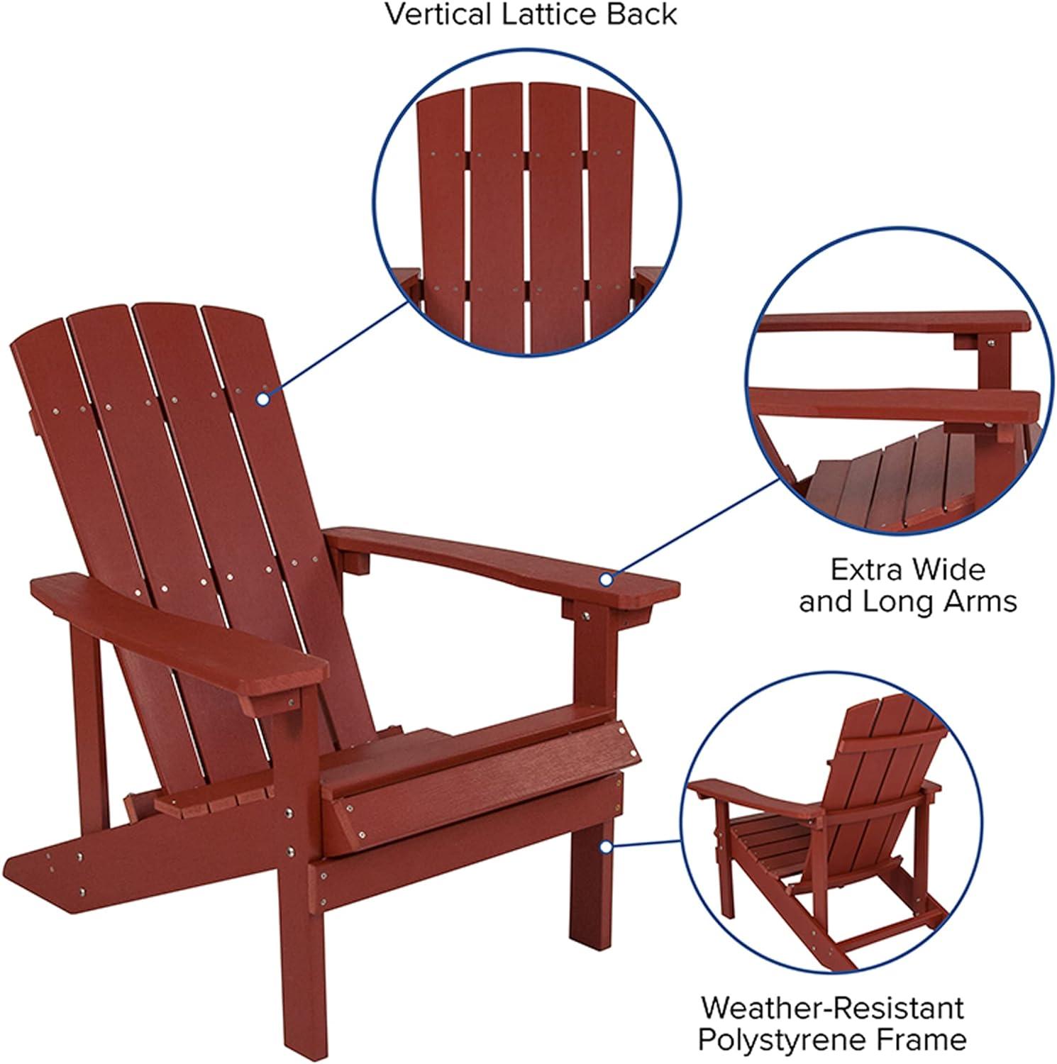 Charlestown Red Poly Resin All-Weather Adirondack Chair Set