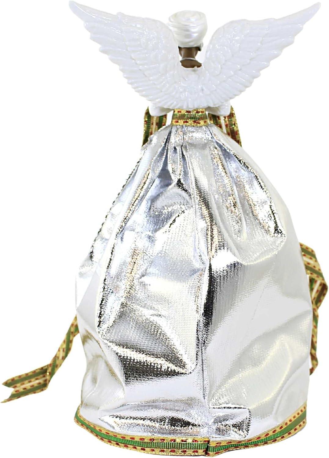 African American Treetopper Figurine: Serenity Angel in Silver