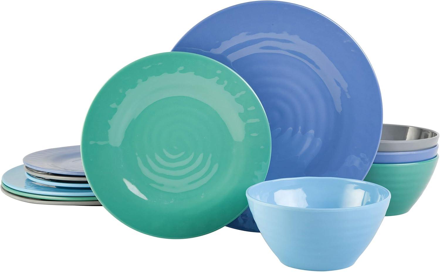 Gibson Brist 12 Piece Dinnerware Set in 4 Assorted Colors