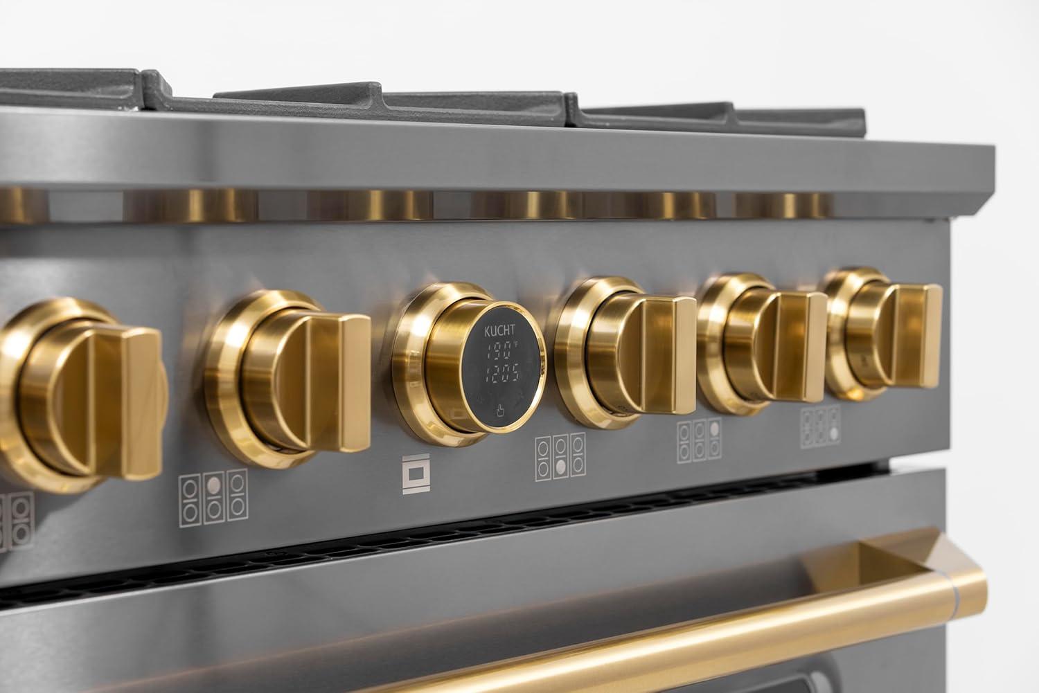 36 in. 5.2 cu. ft. Dual Fuel Range for Natural Gas in Titanium Stainless Steel.