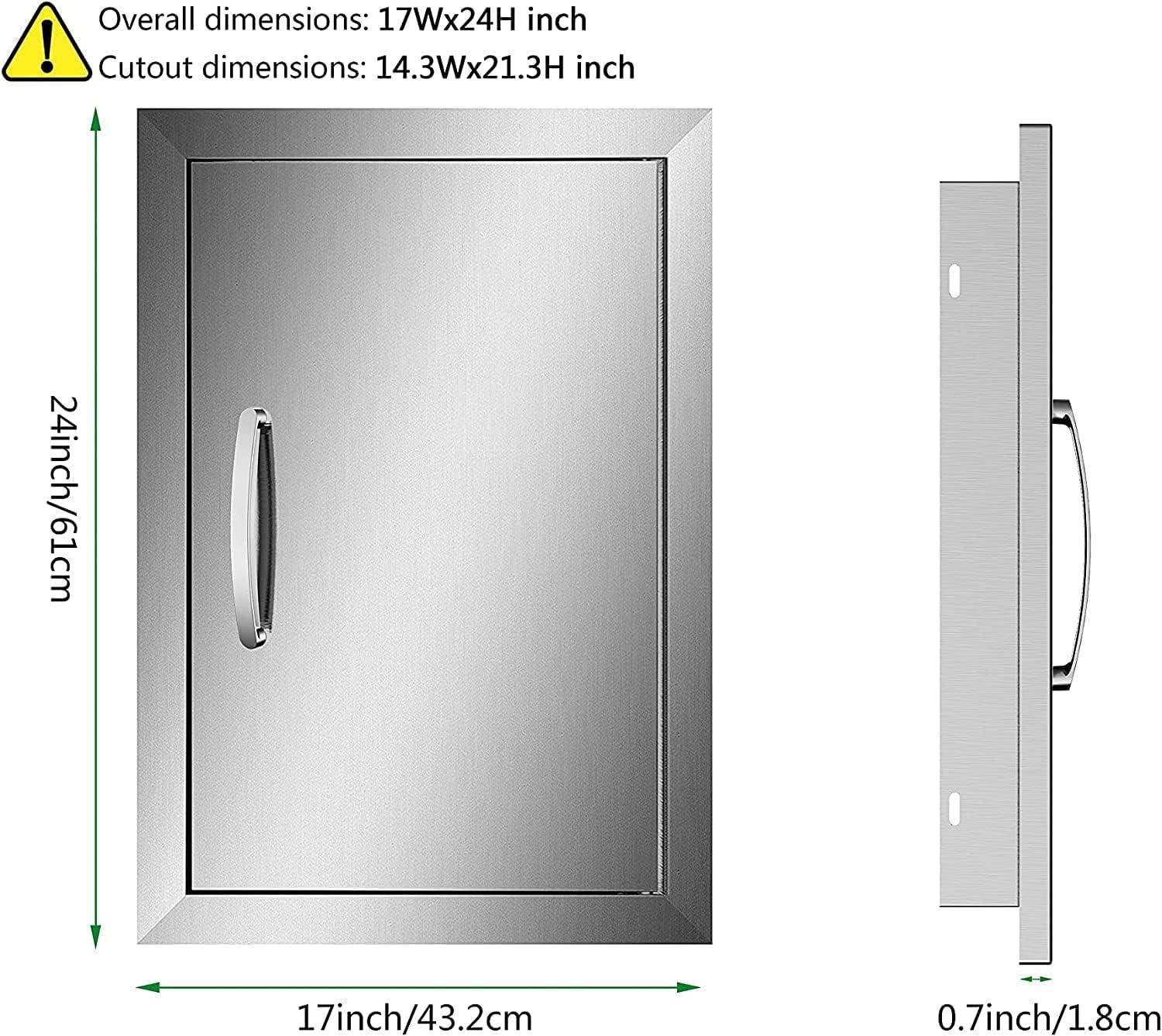 Outdoor Kitchen Doors - 24W x 24H Inch, Double BBQ Access Doors, 304 Stainless Steel for Outdoor Kitchen Cabinet Grill Station or BBQ Island