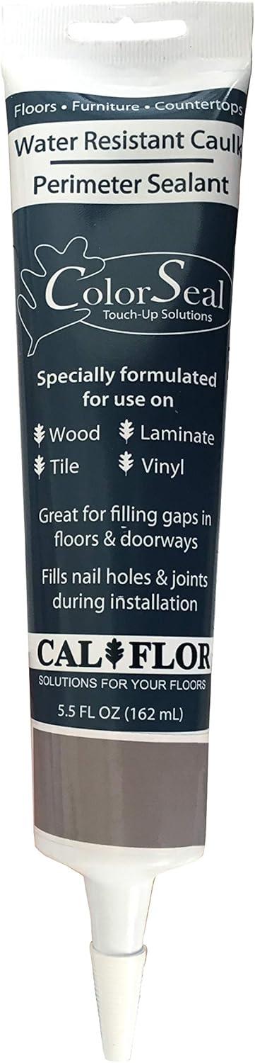 CalFlor CA49601CF Gray ColorSeal Flexible Sealant for use on Wood, Laminate, Tile, Stone, Vinyl and Any Hard Surface, 5.5 oz,