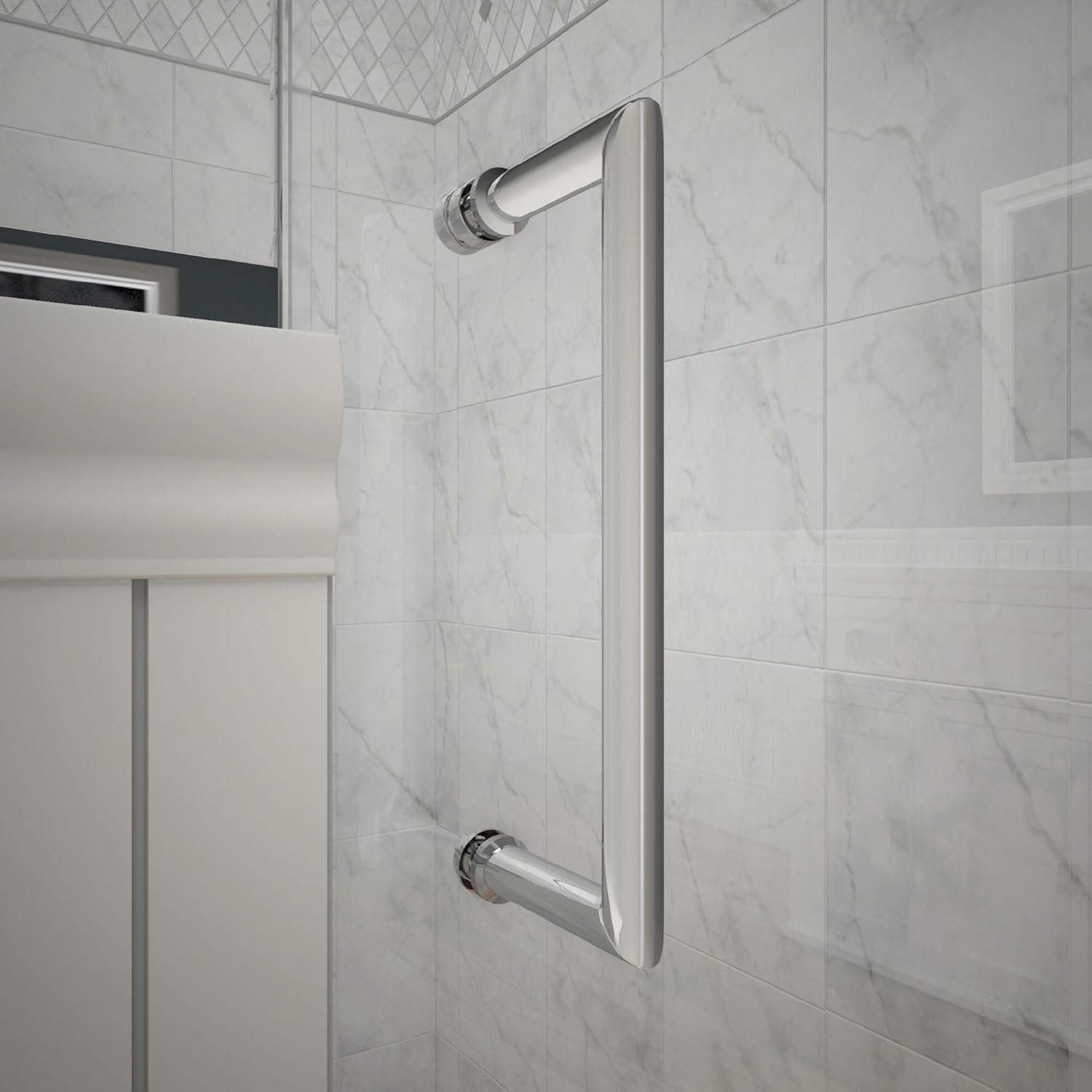 DreamLine Unidoor Plus 58-58 1/2 in. W x 72 in. H Frameless Hinged Shower Door with 34 in. Half Panel in Chrome, SHDR-24283034-01