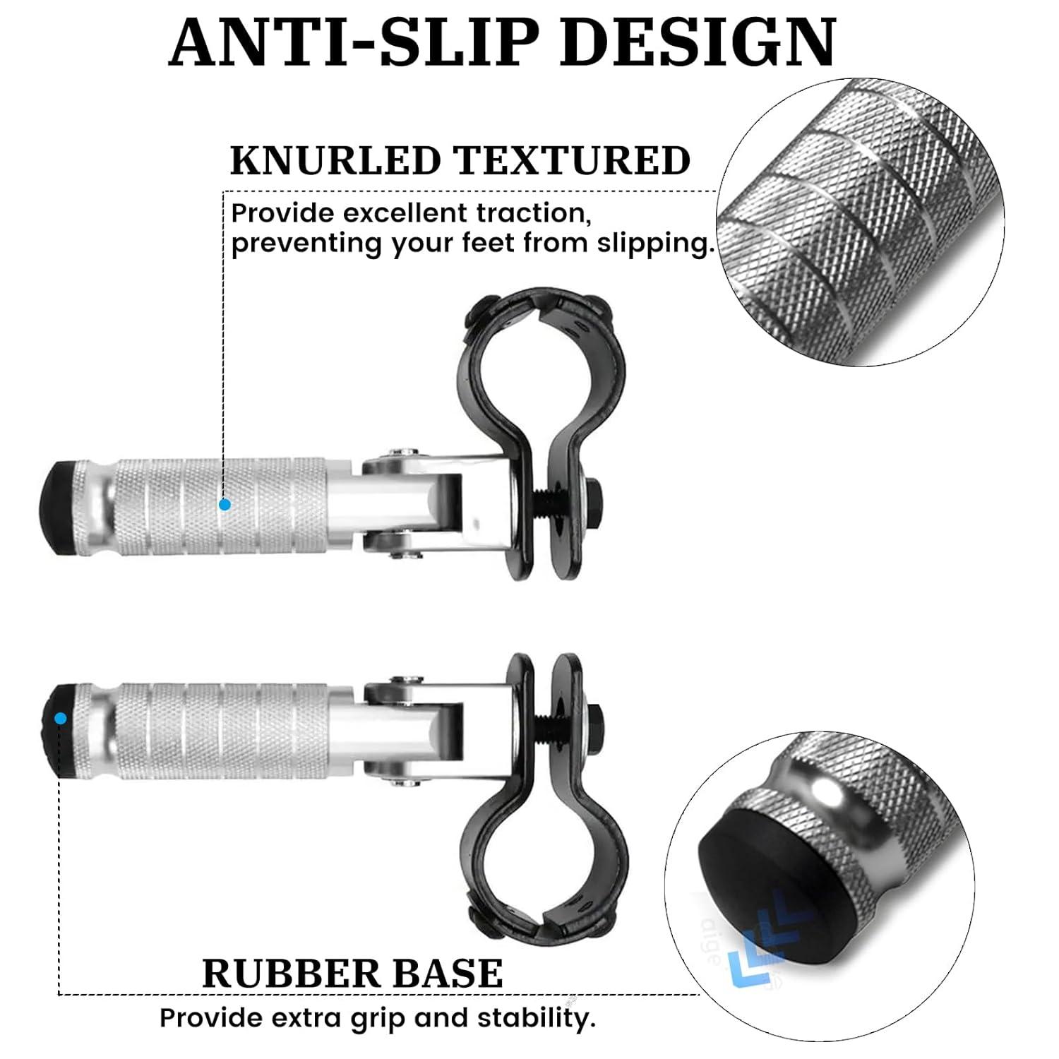 XINGWU M8 Motorcycle Foot Pegs 90 Degree Foldable Footpegs CNC Anti-Skid Footrest Universal for Yamaha Honda Suzuki Aprilia Electric Car Motorbike Mini Bike Dirt Pit Bike Passenger Pedal (Black)