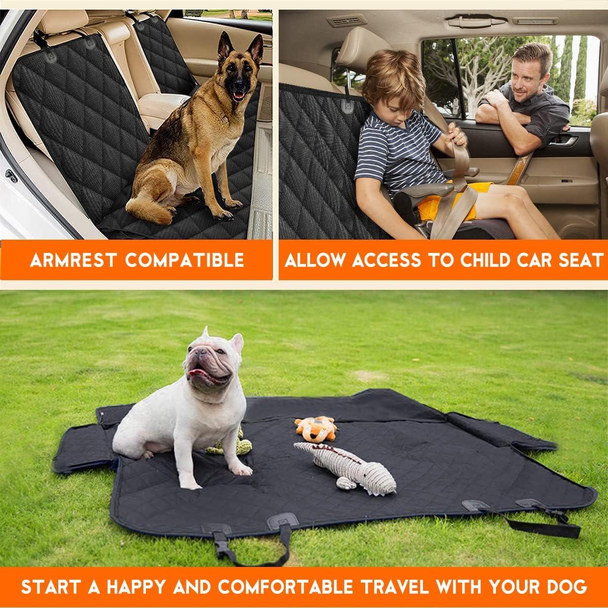 Cornmi  Pet Dog Car  Seat Cover for Back Seat CarTrucks  Seat Waterproof Protector with 2 Pet Dogs Seat Belts - Black