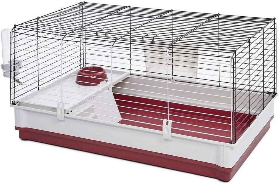 Deluxe Maroon and White Small Animal Cage with Accessories