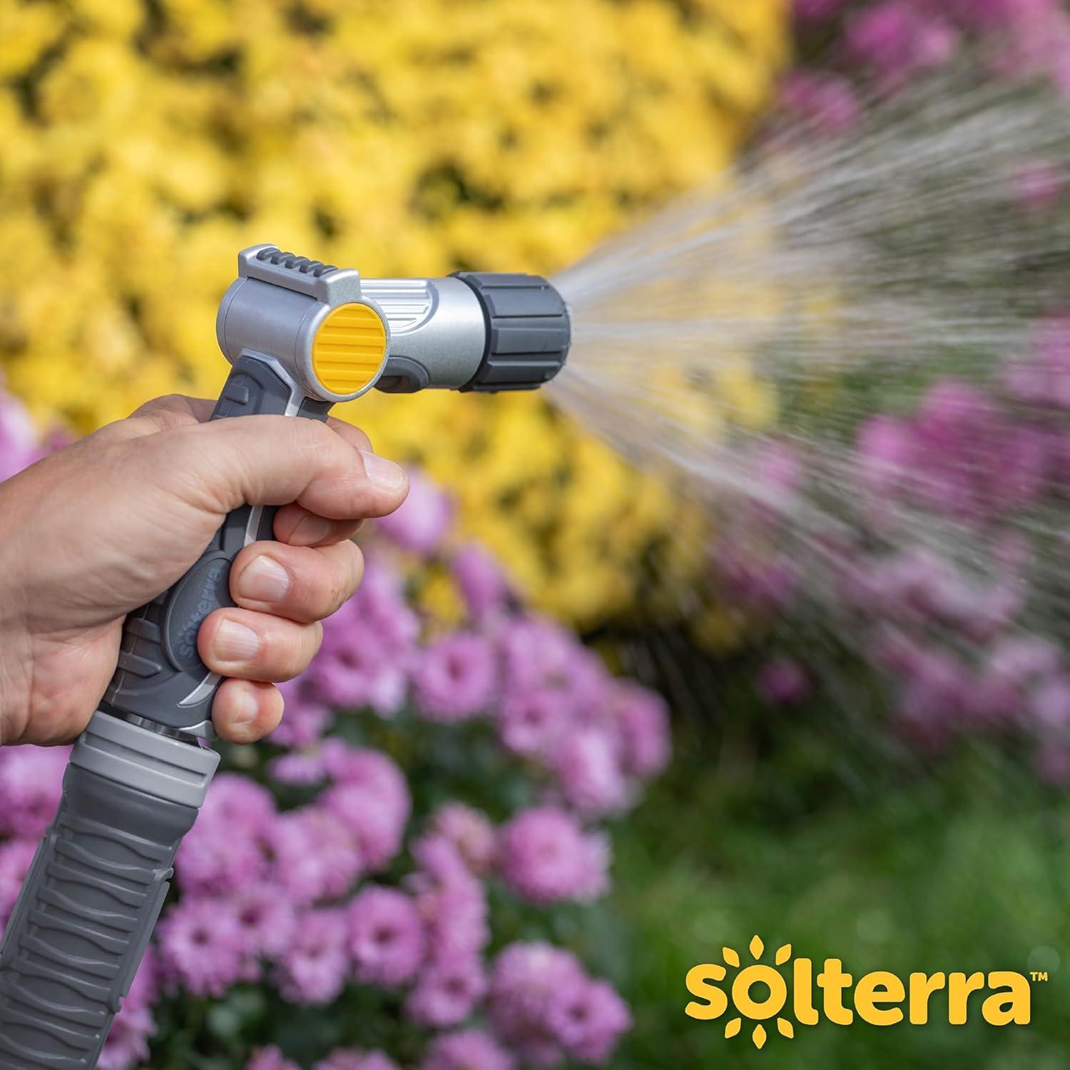 Solterra 56700 Adjustable Garden Hose High-Flow Nozzle with Thumb Control, Gray