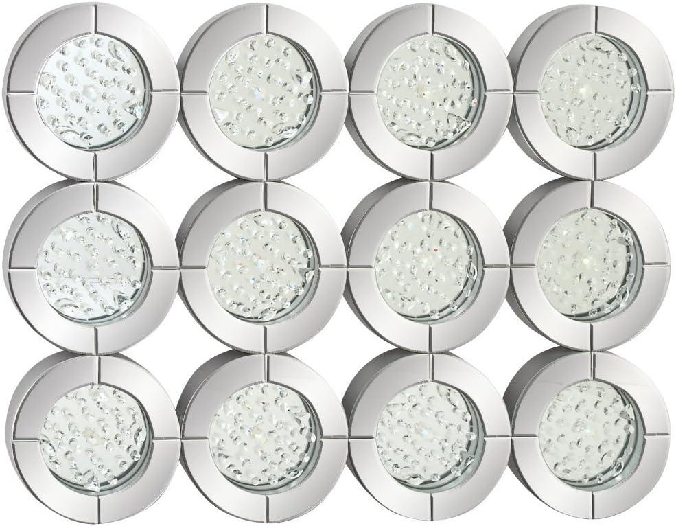DecMode 39" x 29" Silver Wall Mirror with Floating Crystals