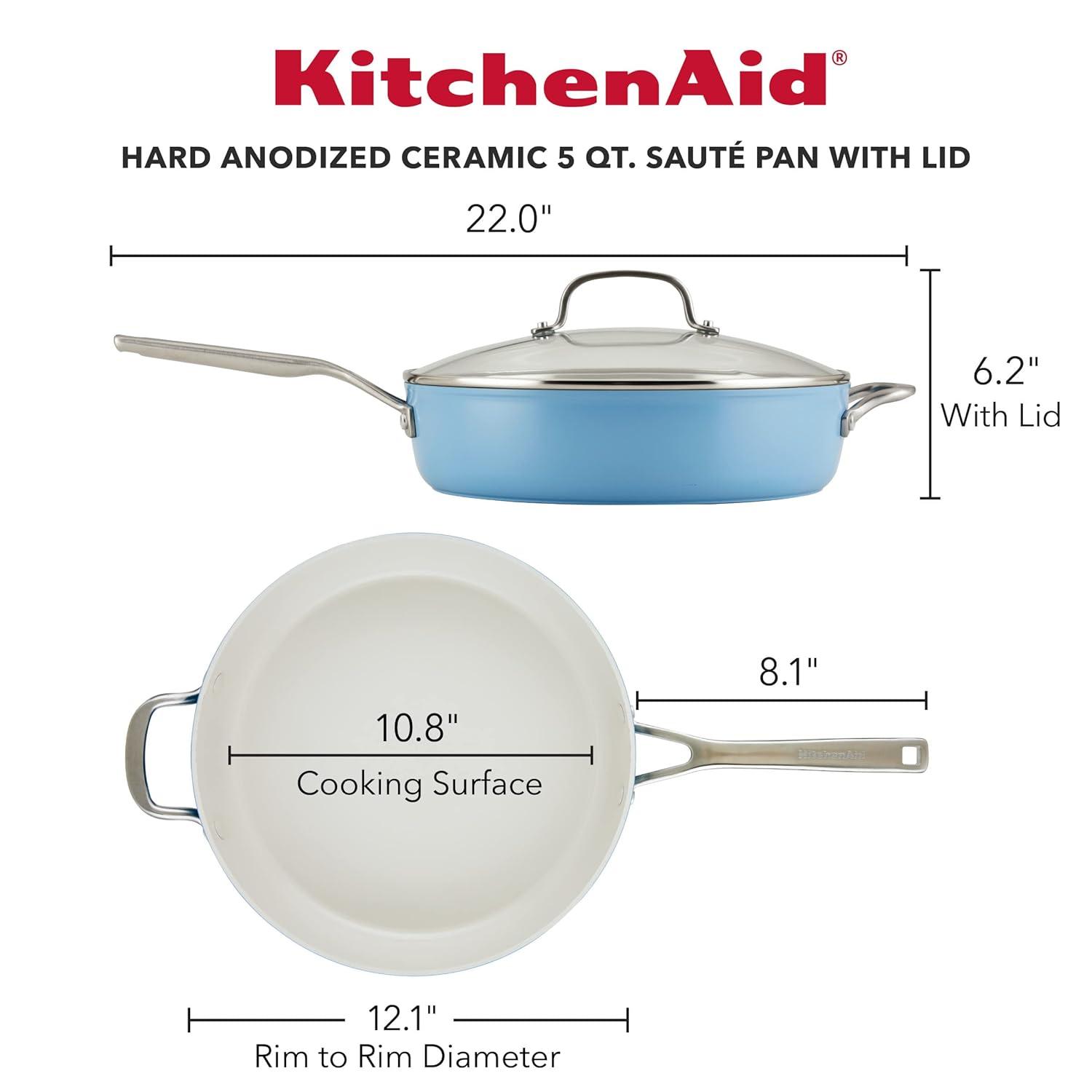KitchenAid® Hard Anodized Ceramic Nonstick Saute Pan with Lid, 5 Quart