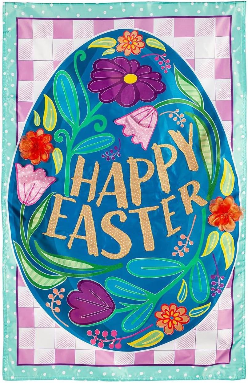 Happy Easter Egg Applique House Flag