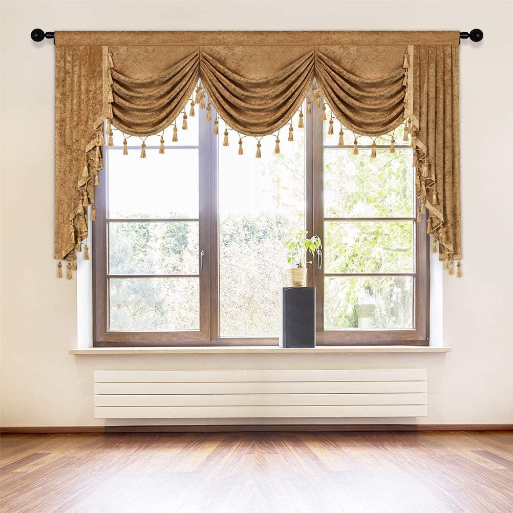 Gold Chenille Waterfall Valance with Rod Pocket