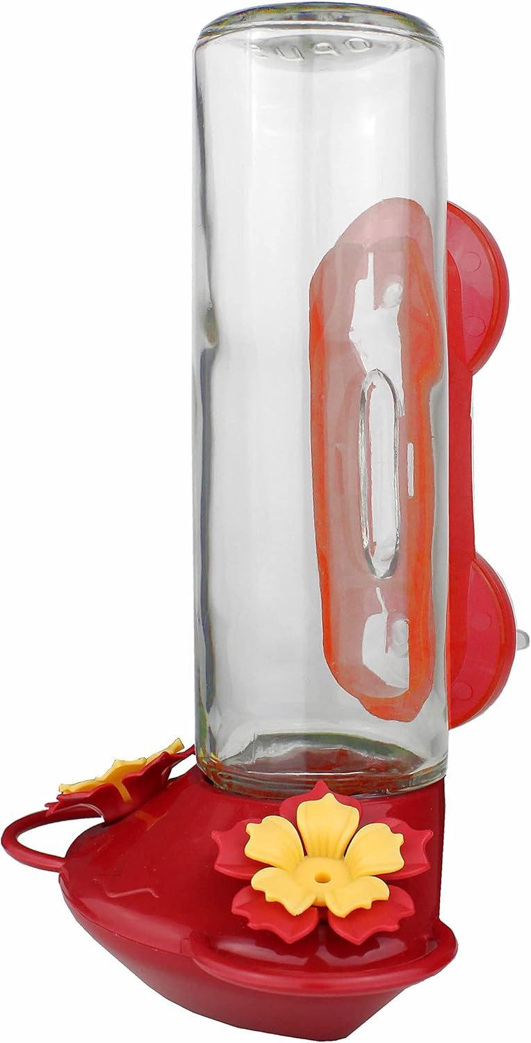 Perky-Pet 455-2 Mounted 445-2 Glass Window Hummingbird Feeder, Red – 14 oz