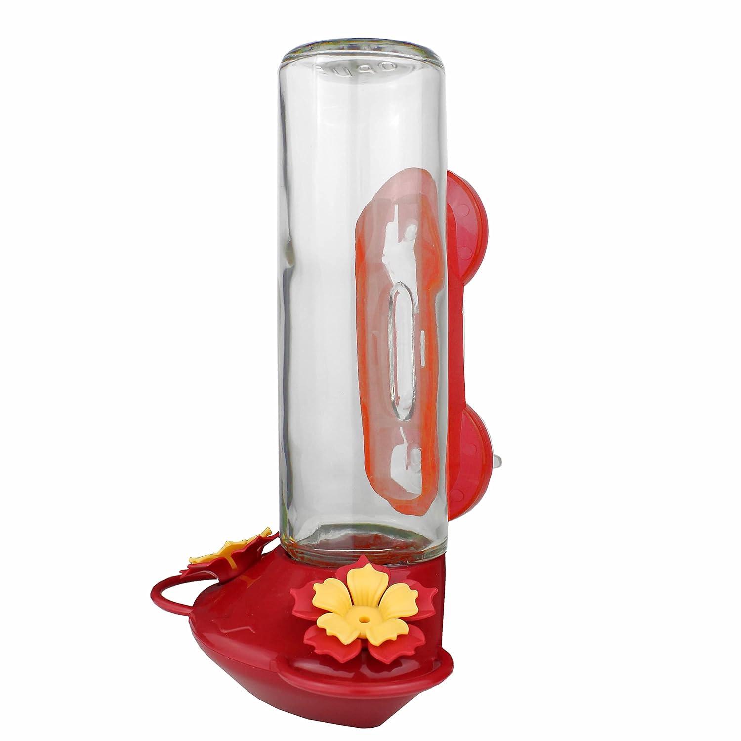Perky-Pet 455-2 Mounted 445-2 Glass Window Hummingbird Feeder, Red – 14 oz
