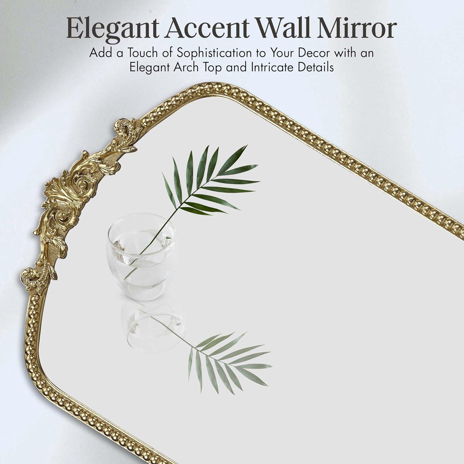 Lilbeth Beaded Arch Wall Decor Mirror Gold - Madison Park: Vintage-Inspired, Resin Details, MDF Frame