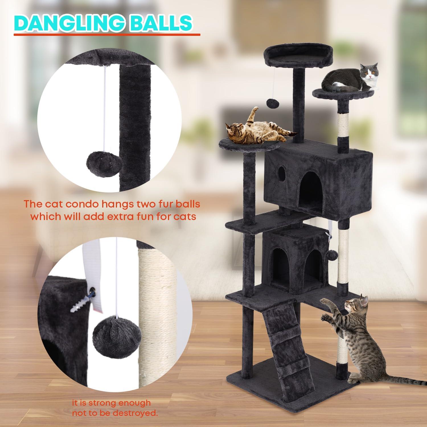Tucker Murphy Pet™ 70In Cat Tree Tower For Indoor Cats,Multi-Level, Furniture Activity Center With Scratching Posts Stand House Cat Condo With Funny Toys For Kittens Pet Play House,Dark Gray