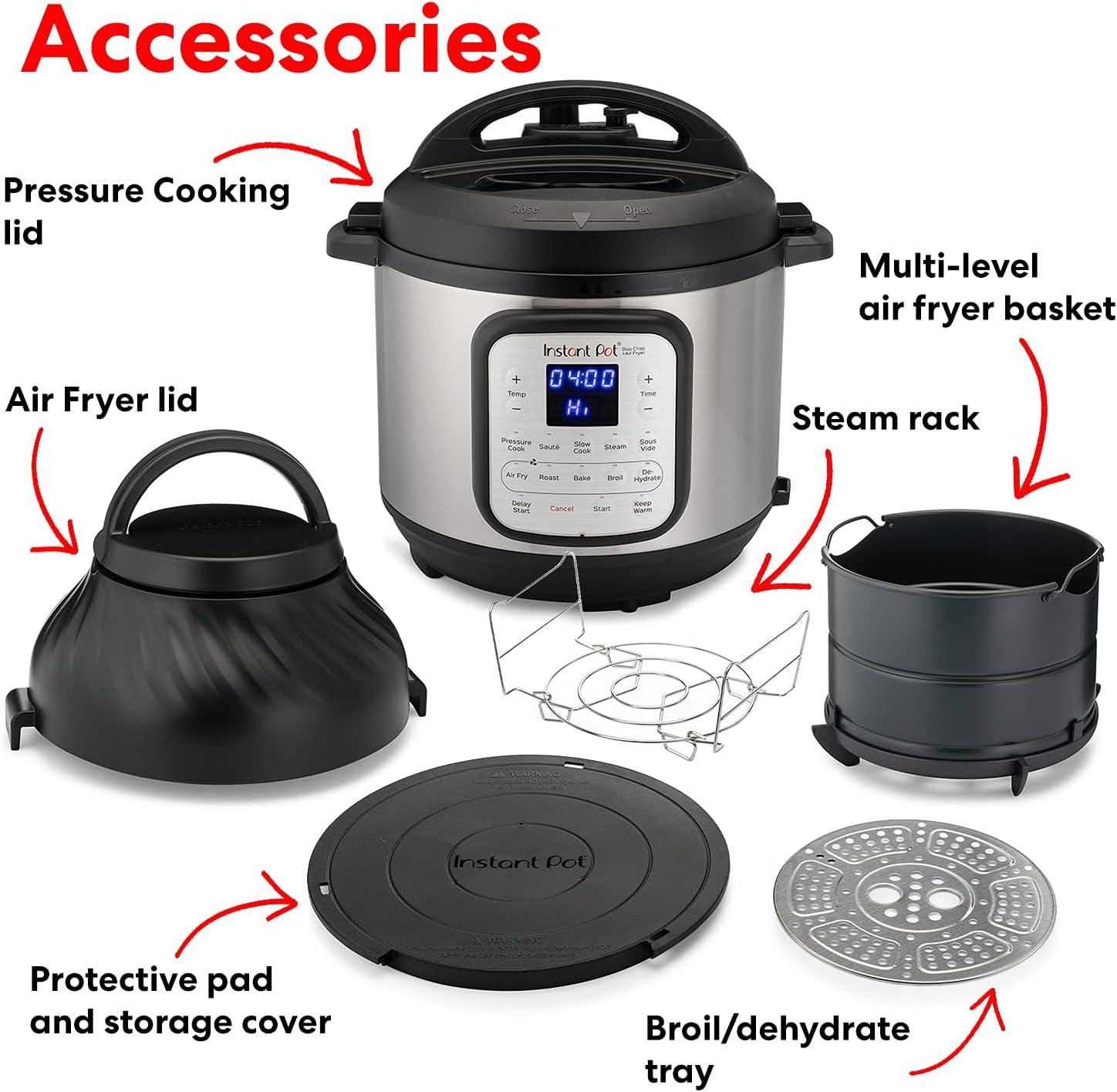 Instant Pot 6qt Crisp Pressure Cooker Air Fryer - Silver: Stainless Steel, Reheat, Air Fry, Saute, Automatic Shut-Off