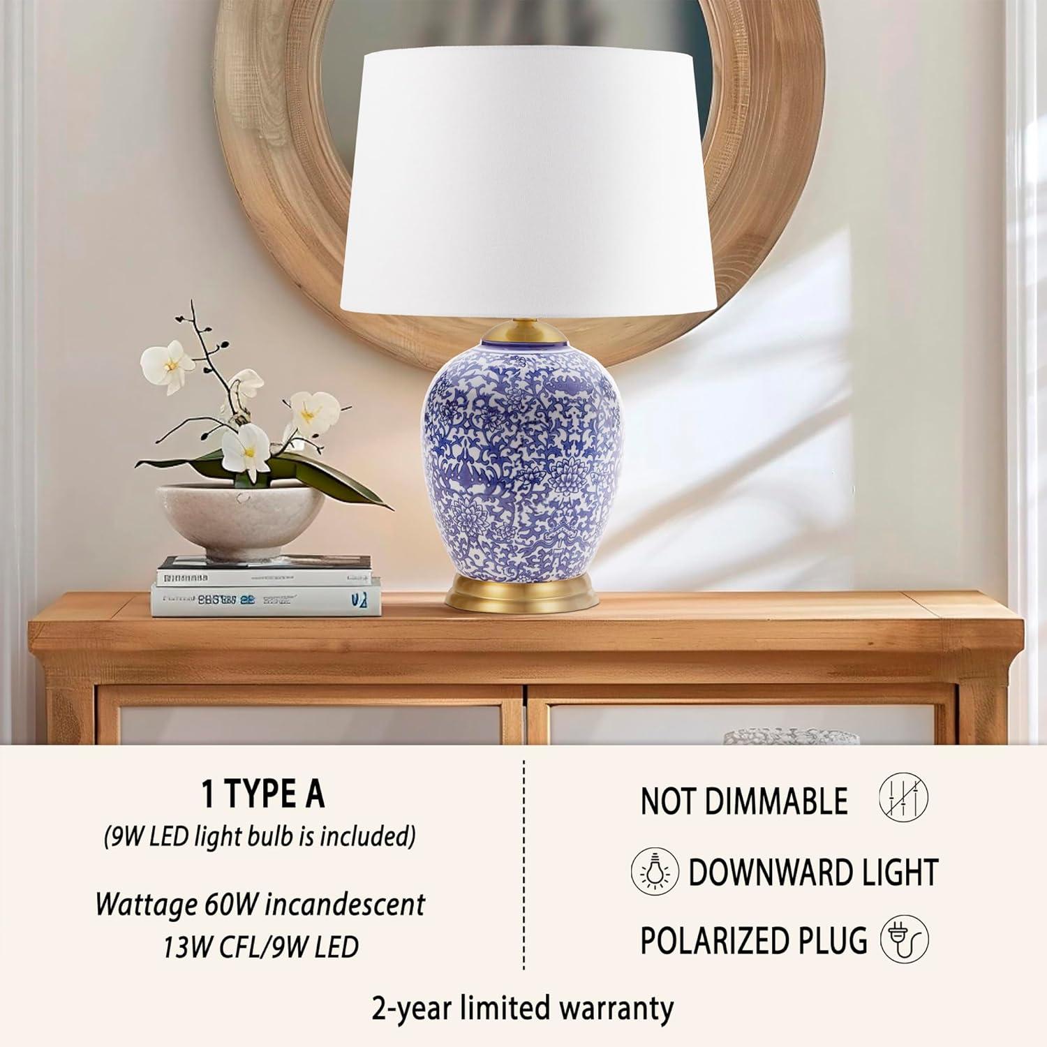 Hampton Hill Mystique Blue Ceramic Ginger Jar Table Lamp