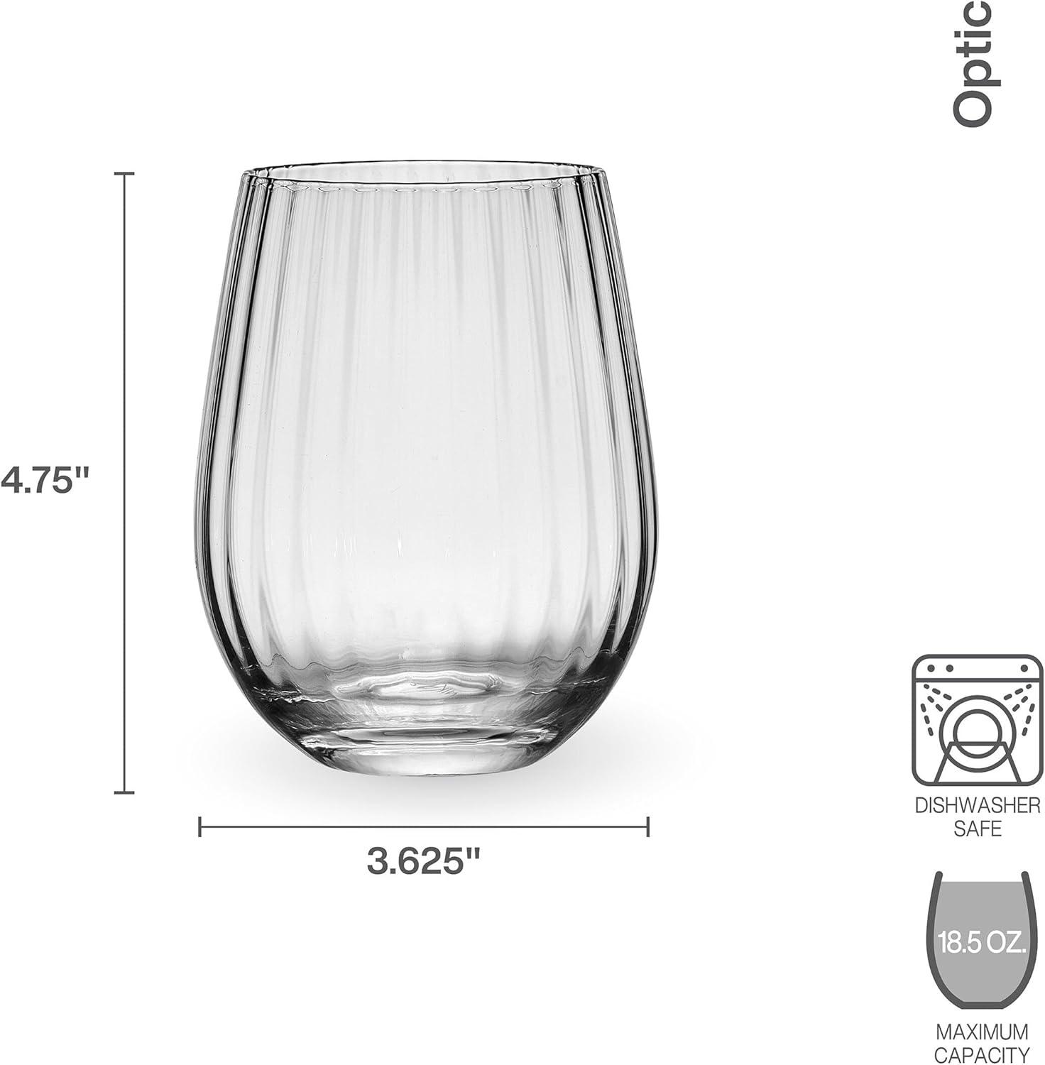 Mikasa Mikasa Optic 18.5-Oz Stemless Wine Glasses, Set Of 4
