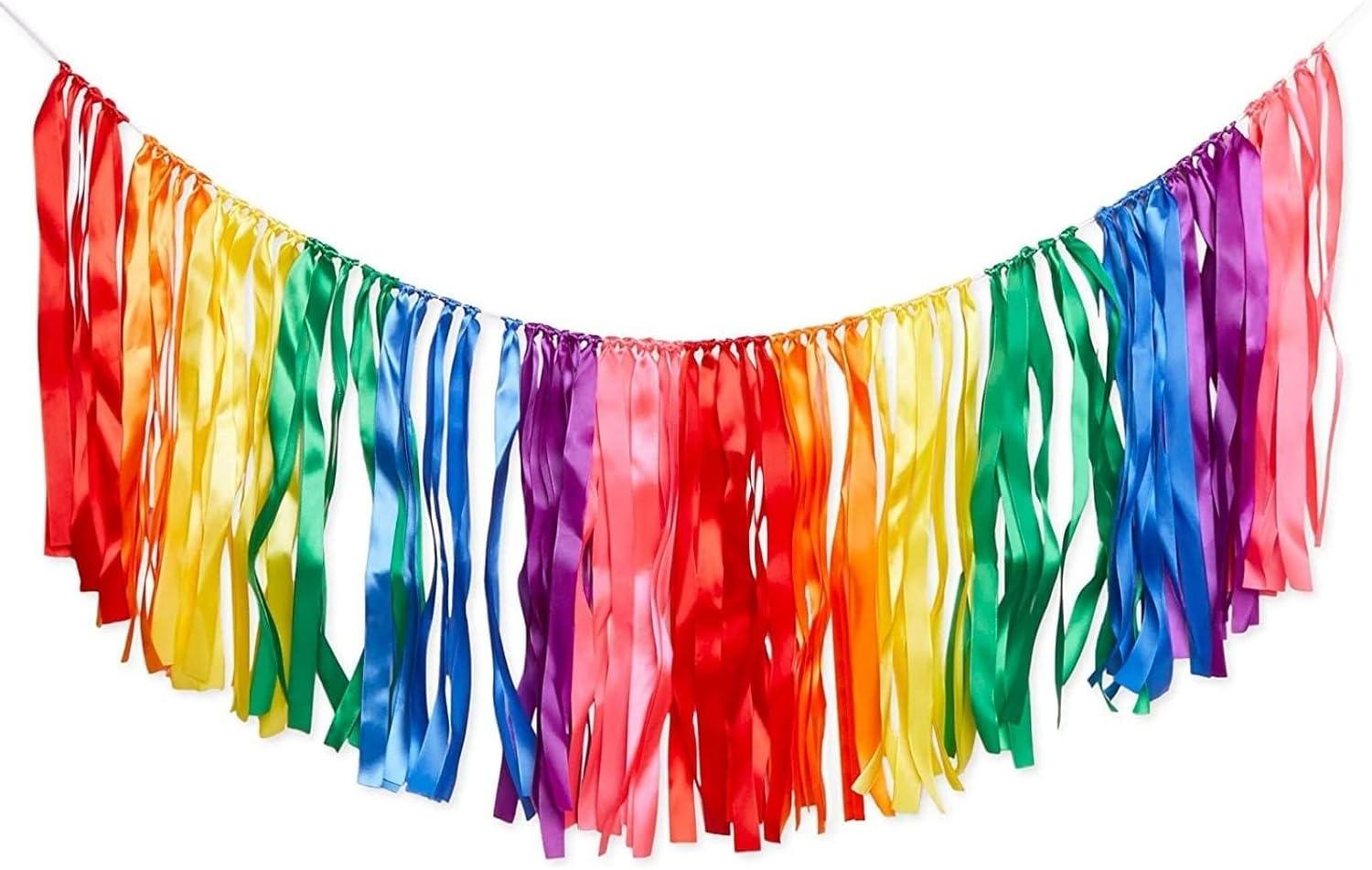 Rainbow Multicolor Polyester Birthday Party Banner Garland