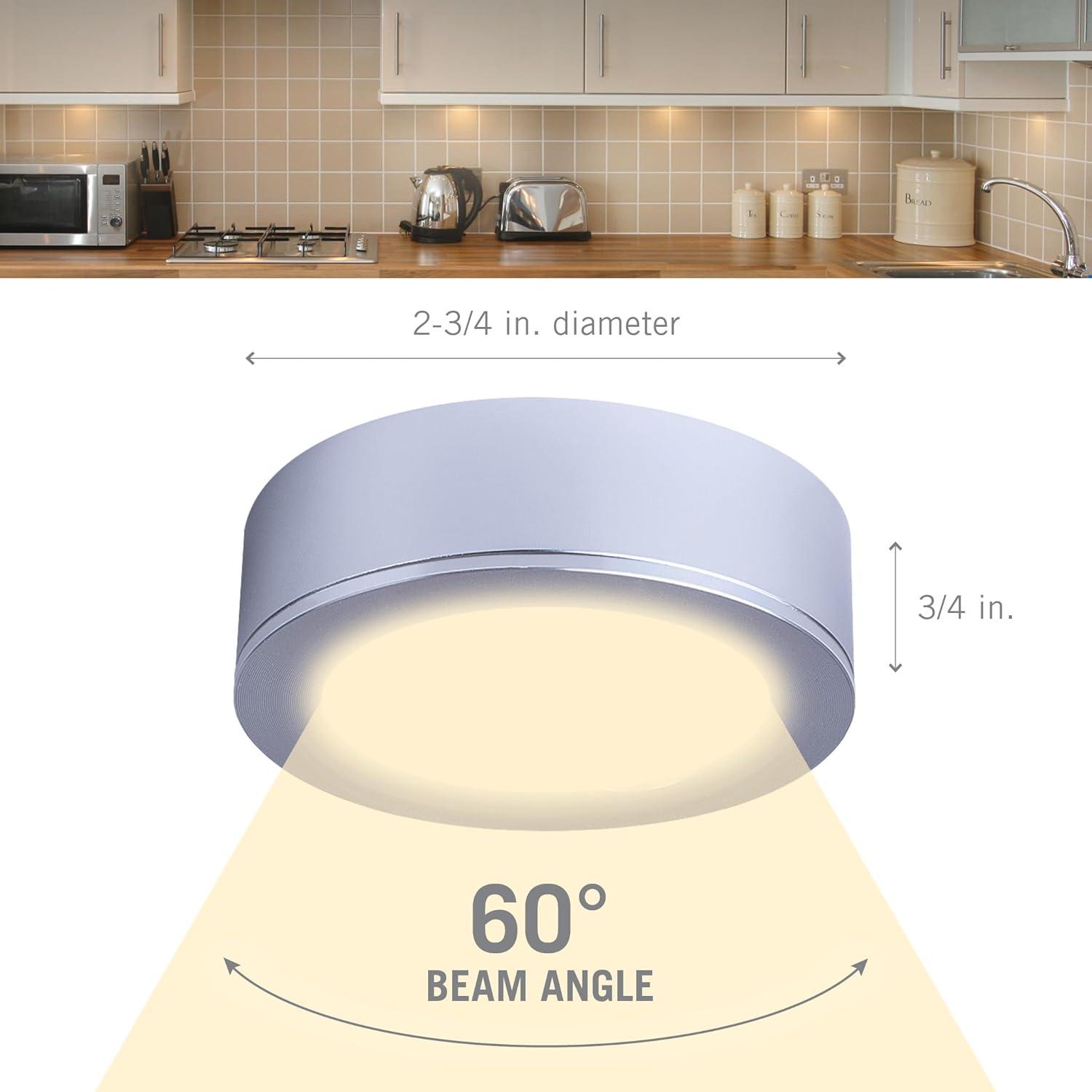 TriVue Under Cabinet LED Puck Light Recessed Downlight, 4000K,