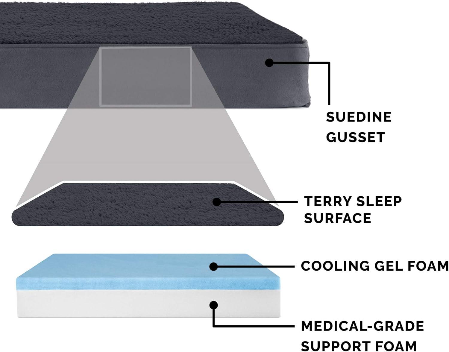 Large Gray Orthopedic Cooling Gel Memory Foam Dog Bed