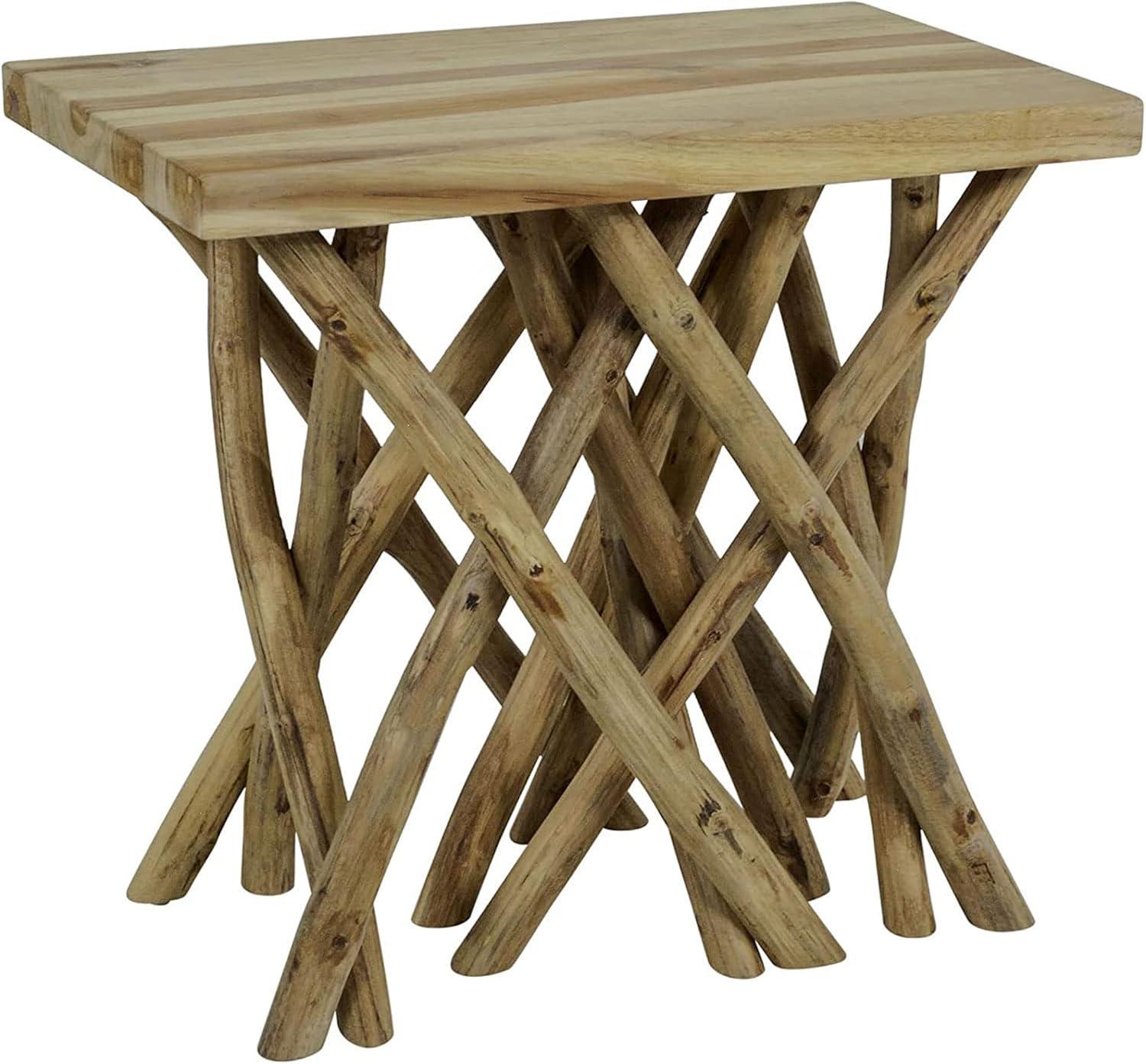 East at Main Rectangular Teakwood Stump End Table