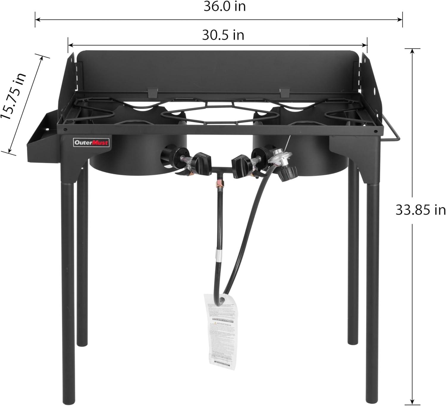 Black Double Burner Outdoor Propane Stove