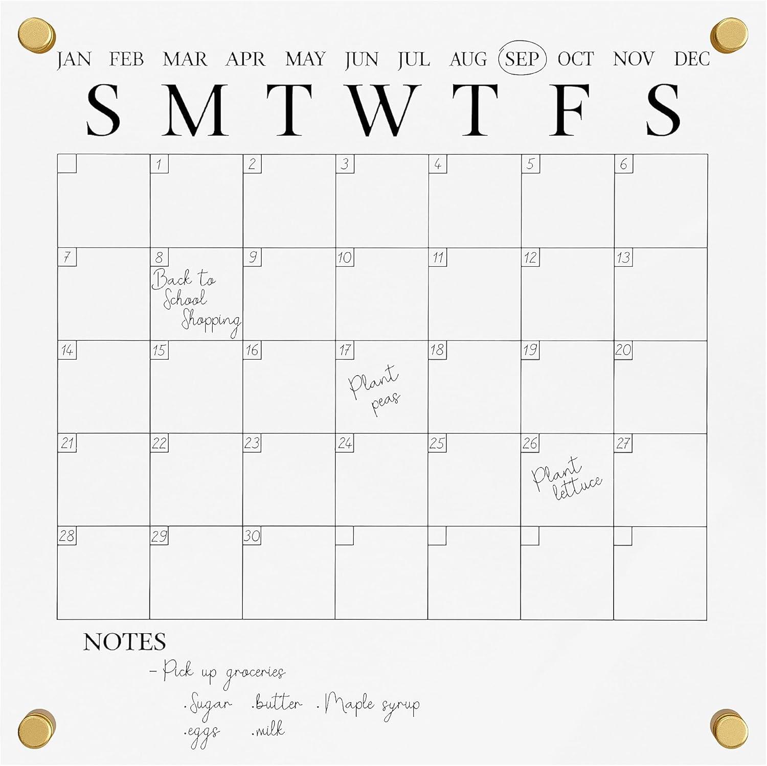 Thomas Martha Stewart Acrylic Wall Calendar with Dry Erase Marker and Mounting Hardware