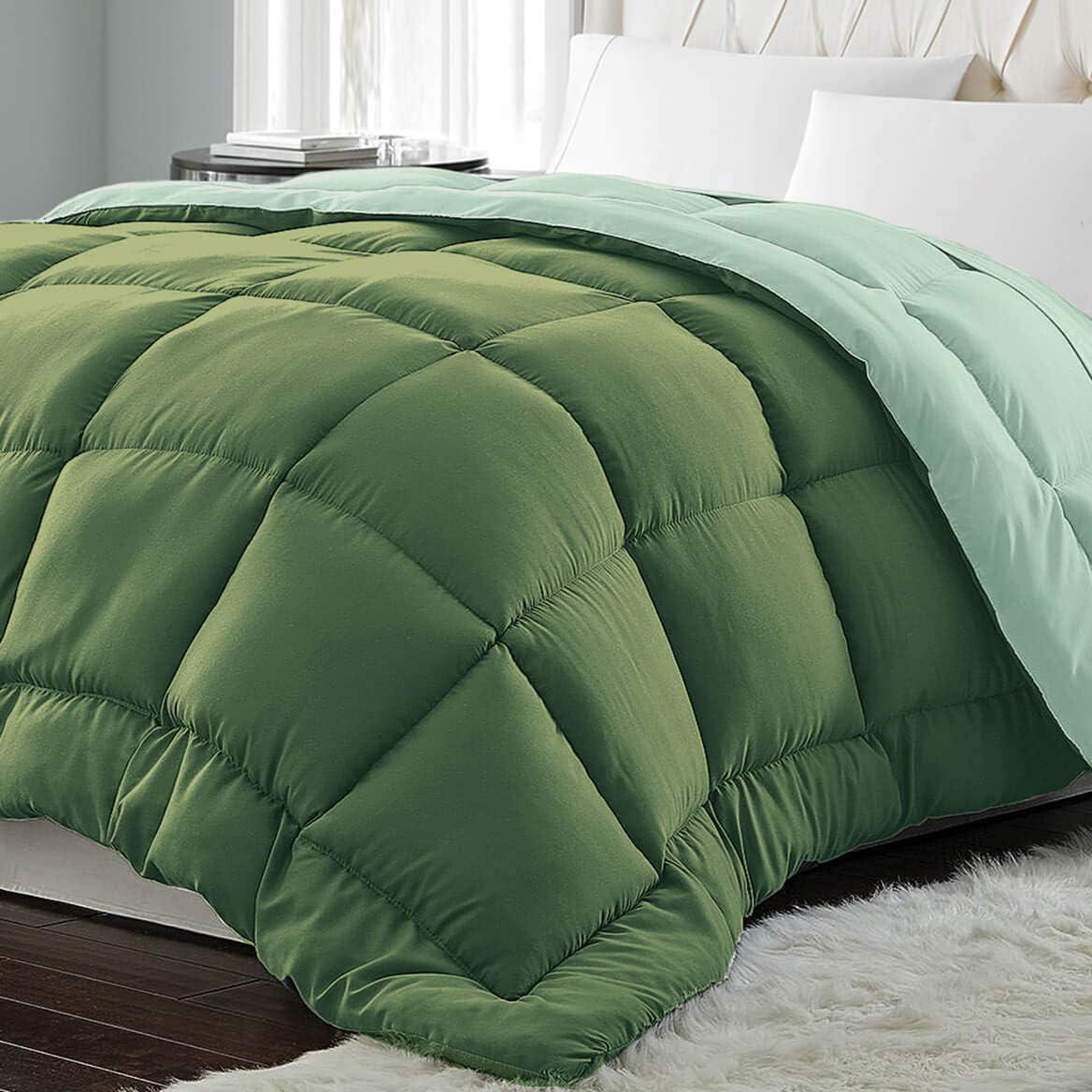 King Green Microfiber Reversible Down Alternative Bedspread